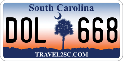 SC license plate DOL668