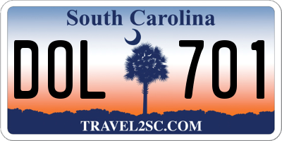 SC license plate DOL701