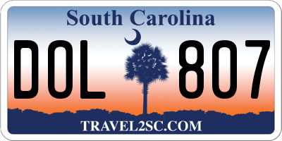 SC license plate DOL807