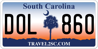 SC license plate DOL860