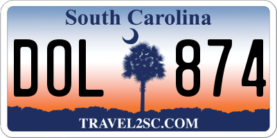 SC license plate DOL874