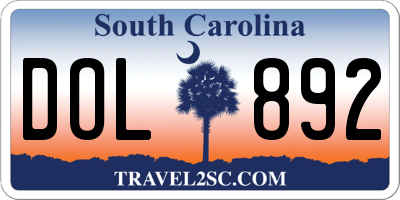 SC license plate DOL892