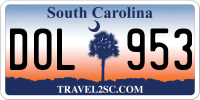 SC license plate DOL953