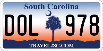 SC license plate DOL978