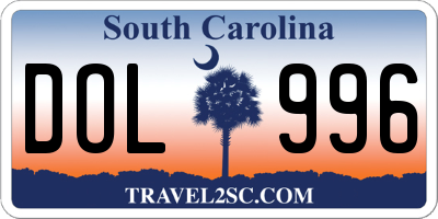 SC license plate DOL996