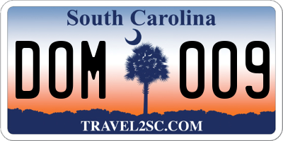 SC license plate DOM009