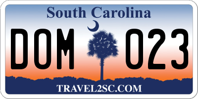 SC license plate DOM023