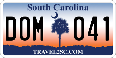 SC license plate DOM041