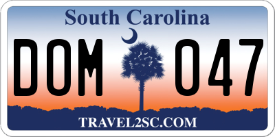 SC license plate DOM047