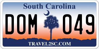 SC license plate DOM049
