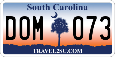 SC license plate DOM073