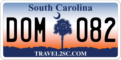 SC license plate DOM082