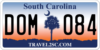 SC license plate DOM084