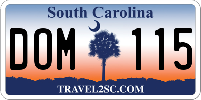 SC license plate DOM115