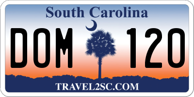 SC license plate DOM120