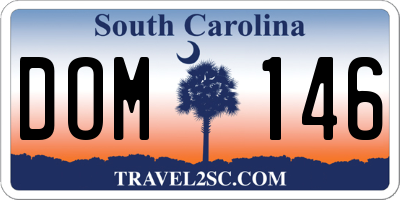 SC license plate DOM146