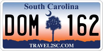 SC license plate DOM162