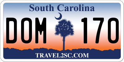 SC license plate DOM170