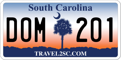 SC license plate DOM201