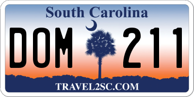 SC license plate DOM211
