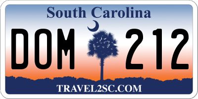 SC license plate DOM212
