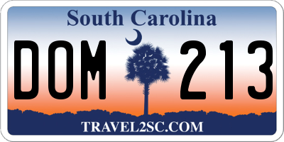 SC license plate DOM213