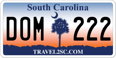 SC license plate DOM222