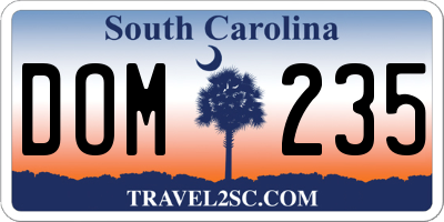 SC license plate DOM235