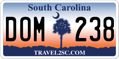 SC license plate DOM238