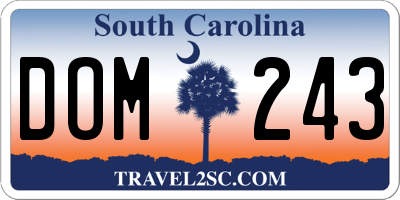 SC license plate DOM243