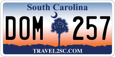 SC license plate DOM257