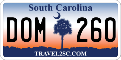 SC license plate DOM260