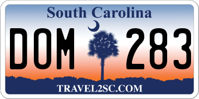 SC license plate DOM283