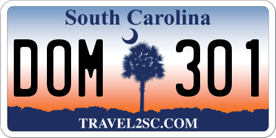 SC license plate DOM301