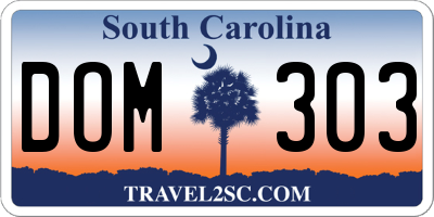 SC license plate DOM303