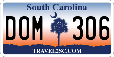SC license plate DOM306