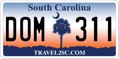 SC license plate DOM311