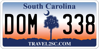 SC license plate DOM338