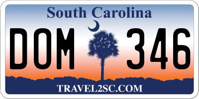 SC license plate DOM346