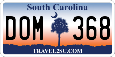 SC license plate DOM368