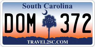 SC license plate DOM372