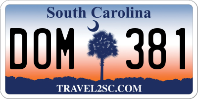 SC license plate DOM381