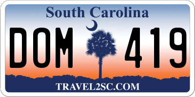 SC license plate DOM419
