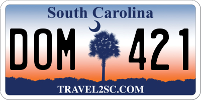 SC license plate DOM421