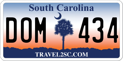 SC license plate DOM434