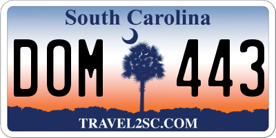 SC license plate DOM443