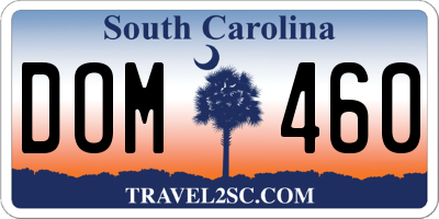 SC license plate DOM460