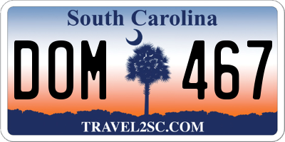 SC license plate DOM467