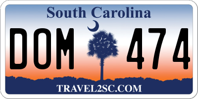 SC license plate DOM474