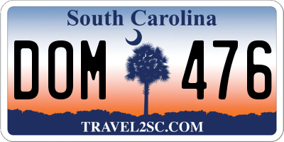 SC license plate DOM476